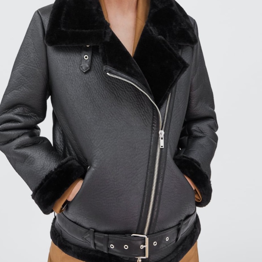 ZARA Contrast Biker Jacket Size Small 2969/248